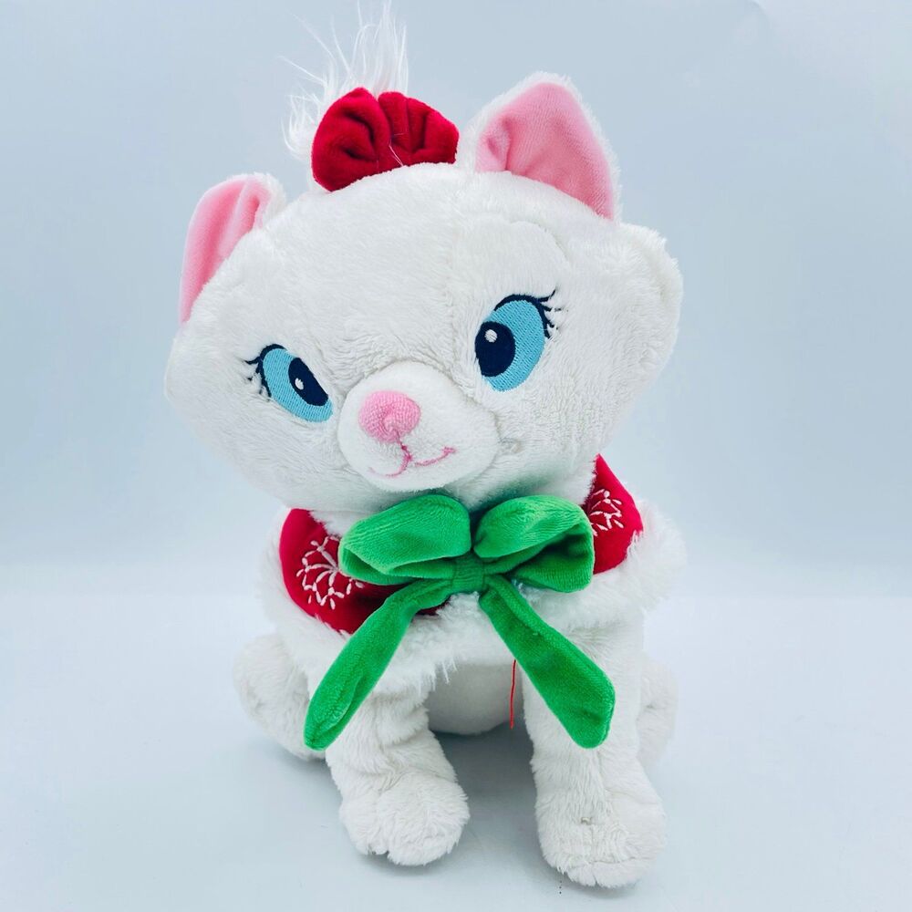 Disney Store Marie Aristocats Holiday Plush - Red Cape & Green Bow - Laundered